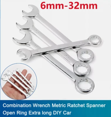 6mm-32mm Combination Wrench Metric Ratchet Spanner Open Ring Extra long DIY Car - Image 1 of 4