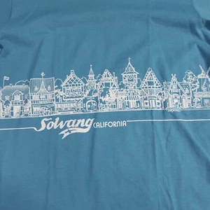 Vintage Solvang California Shirt Small Blue Double Sided 1991 Danish Village - Picture 1 of 7