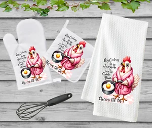 Handmade Kitchenware-Chicken-Humor-Apron-Dish Towel-Oven Mitts-Oven Glove-Gift - Picture 1 of 11