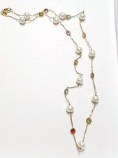 14k gold necklace gemstone by the yard pearls garnet peridot topaz amethyst 