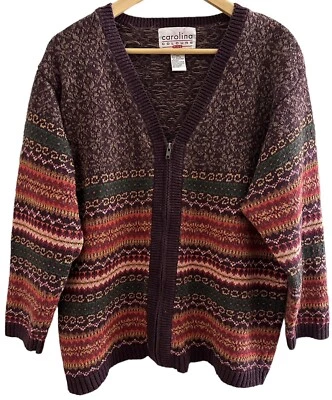 Cárdigan multicolor tejido frontal cremallera colores Carolina Fair Isle cuello en V 20W/40 de colección Foto 1 de 4