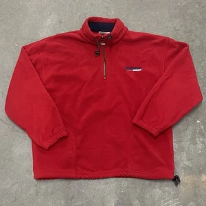 VTG 1990s Red Fleece Embroidered Colorado Quarter Zip Jacket Size Large USA Made - Picture 1 of 5