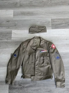 Vintage US Army Ike Field Jacket OD Wool 34R Cap - Picture 1 of 19