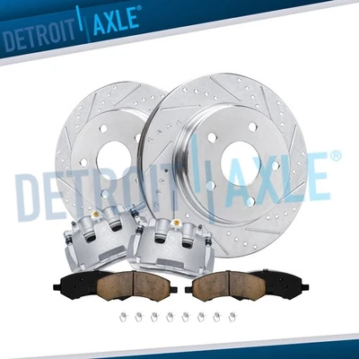 Front Drilled Brake Rotors Brake Calipers Brake Pads for Dodge Ram 1500 Classic - Image 1 of 4