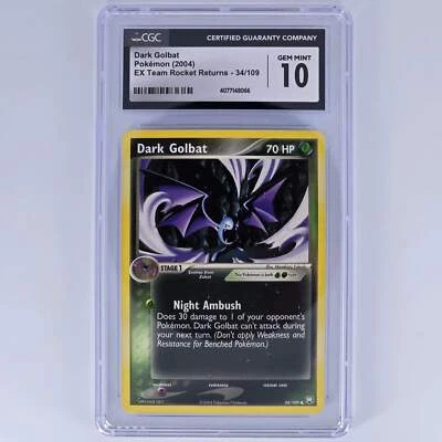 CGC 10 Dark Golbat 34/109 Uncommon Pokemon EX Team Rocket Returns - Image 1 of 2