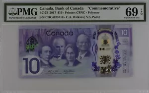 2017 Canada Bank Of Canada $10 Dollars Commemorative BC-75 PMG 69 EPQ Gem UNC - Picture 1 of 4