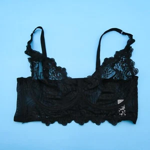 Leonisa 40B Black Sheer Lace Milan Bustier Bralette Lace Lingerie New 011967 - Picture 1 of 9