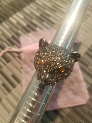 Anel Pantera - Metal com Metal de Arma e Cristais Âmbar - Tamanho 7 a 9 - NOVO! - Imagem 1 de 4