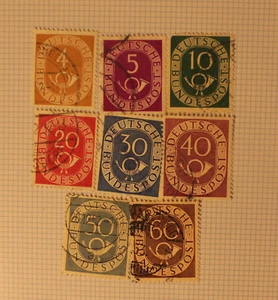 Germany 1951-52 Numeral & Post Horn Postage Stamp Set - Picture 1 of 2