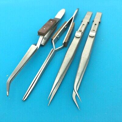 Non-magnetic Stainless Steel Tweezers Plier Tools For Jewelry IC SMD SMT Fly Lin • 5.50$