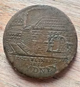 Rare 1853 Australia Sydney Coffee Mills Penny Token Coin . Very nice example - Picture 1 of 2