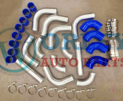 2.5" Aluminum Universal Intercooler Turbo Piping Blue hose T-Clamp kits 12pcs - Image 1 of 4