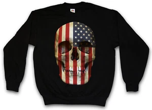 USA STARS & STRIPES SKULL FLAG SWEATSHIRT PULLOVER Banner America US - Picture 1 of 1