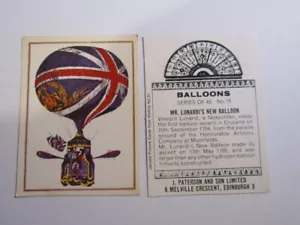 J. Paterson (Biscuits) Balloons Card Jacobs Repro No31 Mr Lunardis Balloon (e33) - Picture 1 of 1