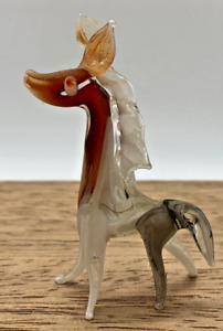 VTG 3" hand blown art glass horse miniature figurine dollhouse/diorama/shadowbox