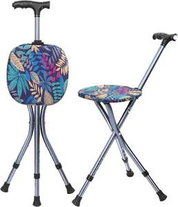 Gehstock mit Sitz ultraleichter Aluminiumrahmen & robuster Klapphocker zusamm... - Bild 1 von 7