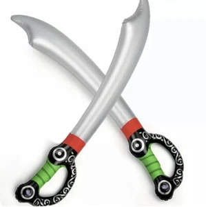 2 INFLATABLE 29" SWORD Epee PIRATE HALLOWEEN COSTUME POOL PARTY TOY by AMSCAN - Picture 1 of 4