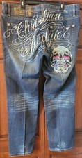 Men's Christian Audigier Embroidered Skull Jeans Men's Waist 42" x Length 34"