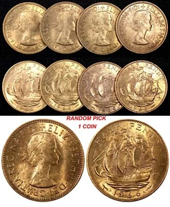 GREAT BRITAIN Elizabeth II 1966 1/2 Penny UNC KM# 896 RANDOM PICK (1 Coin) - Picture 1 of 7