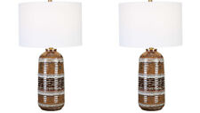 TWO ROAN EARTH TONES ARTISAN LOOK CERAMIC 27" TABLE LAMPS UTTERMOST 30005