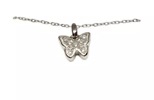 Diamond Brilliance Lab Diamond Butterfly Necklace 1/10 CT T.W. Sterling Silver G - Picture 1 of 4