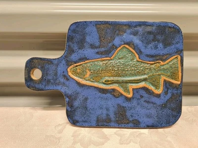Blue ceramic cutting board fish shaped - Image 1 of 4