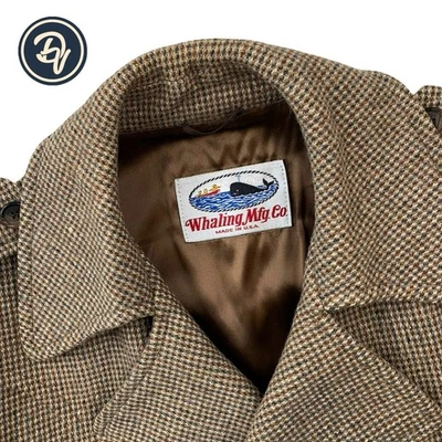 Mint! 1980's 38 R Whaling Mfg. Co Brown Speckled Belted Tweed Balmacaan Made USA - Image 1 of 4
