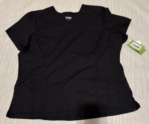 Landau 4147 Women’s PreWash Scrub Top XXL Black - Picture 1 of 11