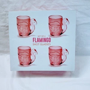 Set Of 4 Pink Flamingo Shot Glass Set 2.5 oz - Picture 1 of 5