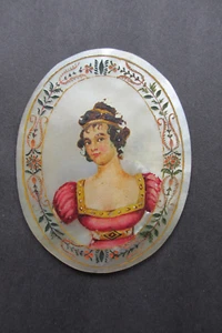 antique portrait on mother of pearl, French empire-style, with decorative border - Picture 1 of 2
