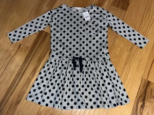 NWT CREWCUTS GIRLS GRAY & NAVY POLKADOT DRESS SIZE 8 LD3 - Picture 1 of 3