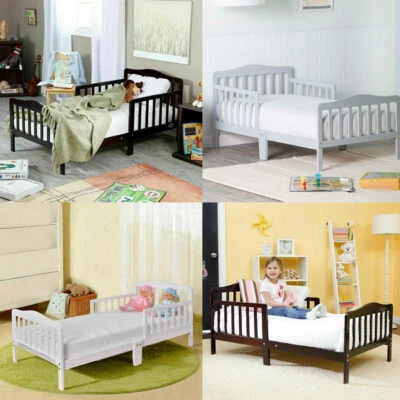 Muebles de dormitorio con cama de madera para niños pequeños con barandillas Foto 1 de 3