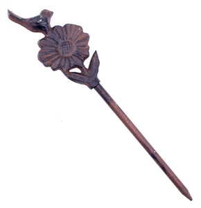 Garden Hose Guide Bird On Daisy Cast Iron Decorative Garden Stake 12.625" Tall N - Picture 1 of 1