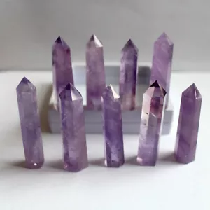 Natürlicher Amethyst Quarz Kristallspitze Stab Chakra Heilung Edelstein Obelisk Turm - Bild 1 von 33
