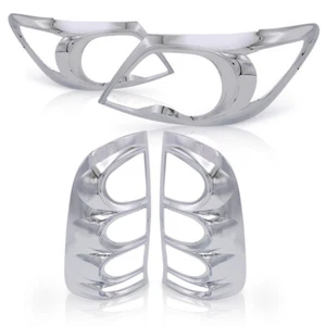 Set Chrome Head Tail Lights Cover Fits Toyota Hilux Vigo 2WD 4WD 2005 2010 - Picture 1 of 8