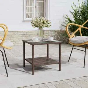 Weather Resistant Side Table PE Rattan End Desk Sofa Steel Frame Accent Tables - Picture 1 of 6