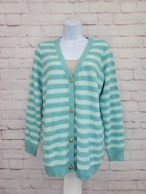 Cárdigan XLARGE SEAFOAM A632088 Joan Rivers a rayas con botones delanteros Foto 1 de 3