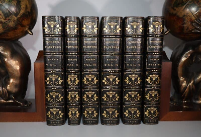 1867 Modern Painters John Ruskin 6 Vols Fine Art Nouveau Binding by BUMPUS - Image 1 of 4