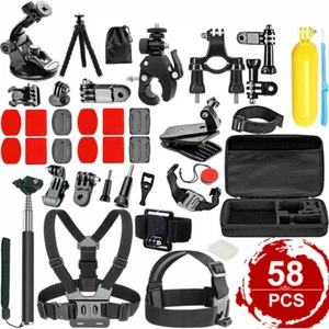 58 Pcs For Gopro Hero 9 8 7 6 5 4 3 2 1 Accessory Kit Bundle Chest Head Mount - Picture 1 of 13