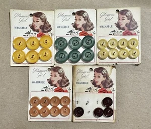 Vintage Glamour Girl Sewing Buttons On Cards New Old Stock - Picture 1 of 9