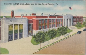 Northwest Jr High School Springs St Reading Springs PA c1930s Postcard 13792a - Picture 1 of 7