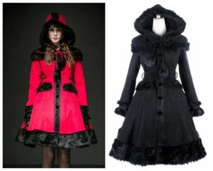 Punk Rave Gothic Lolita Girls Women Woolen Coats Sweet Long Jacket Casual Cloak - Picture 1 of 23