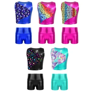 Kids Girls Sport Suit Hip Hop 2Pcs Set 2 Pieces Tracksuit Gymnastic Dancewear - Picture 1 of 50