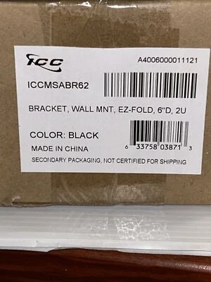 ICC Wall Mount Bracket for 2U Equipment - 6 In Depth - EZ-Fold Design ICCMSABR62 - Image 1 of 4