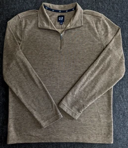 Gap Shirt Mens Small Brown 1/2 Zip Mock Neck Pullover Tan Beige Basic Oversized - Picture 1 of 11