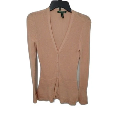 Cárdigan Lauren Ralph Lauren manga acampanada 100% algodón md Boho Cottagecore Foto 1 de 4