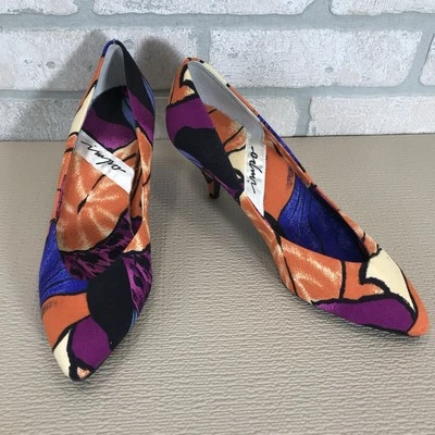 Zapatos de tacón de tela Impo de colección talla 8 coloridos punta puntiaguda elegantes y2k años 90 tacón de gatito Foto 1 de 4