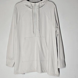 Athleta Women's Size M Beige Half Zip Hoodie Sweatshirt Kangaroo Pocket - Picture 1 of 8