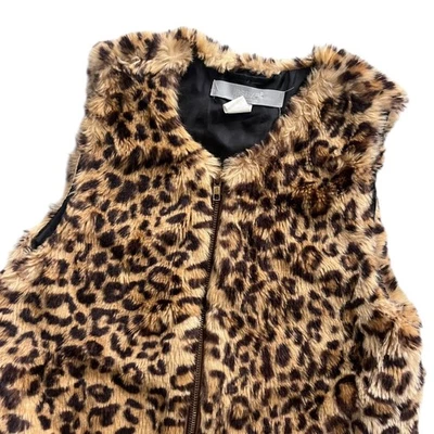 Jasaxa Junior 5/6 Marrón Tostado Imitación Piel Leopardo Estampado Cremallera Completa Frontal Acogedor Chaleco Boho Foto 1 de 4