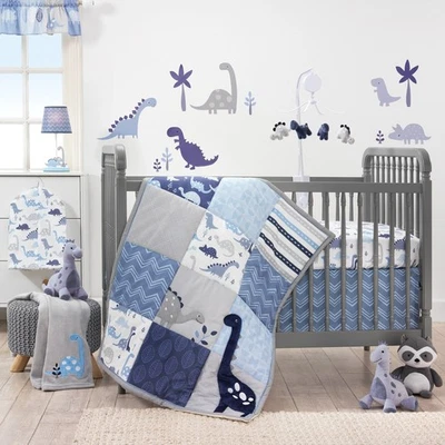 Juego de cama de cuna de 3 piezas Bedtime Originals Roar - azul, gris, blanco, animales Foto 1 de 4